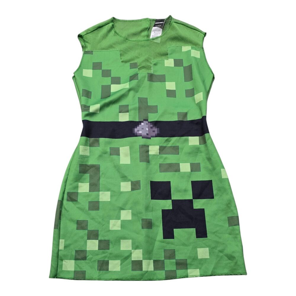 Girls Creeper Minecraft Pixelated Fancy Dress Halloween Costume